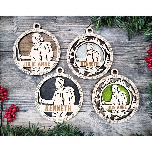 Personalized HIKING HIKER Ornament Male or Female Custom Name Gift - Picture 1 of 2